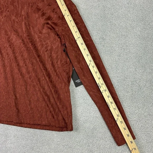 Simply Vera Vera Wang Shirt Women XS Rust Textured Crewneck Top Soft Stretch New - Picture 9 of 10